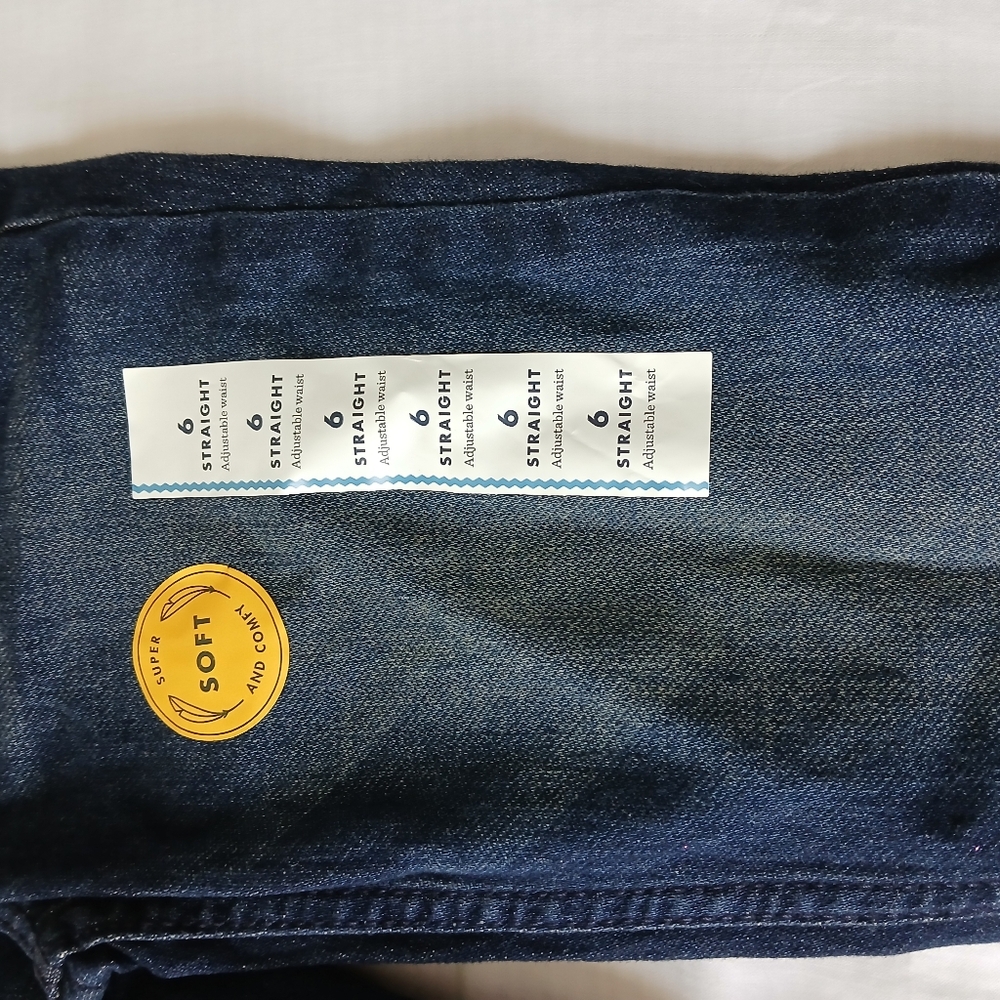Cat & Jack Straight Dark Wash Girls Jeans Size 12  Stretch NWT - Picture 4 of 7